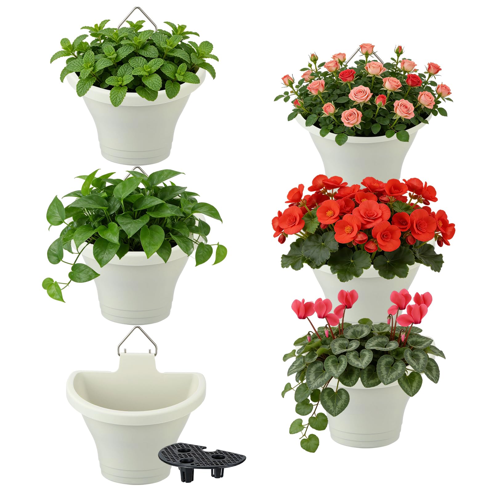 MADHOLLY 6PC vertical hanging planters on wall display for compact herb and flower gardening