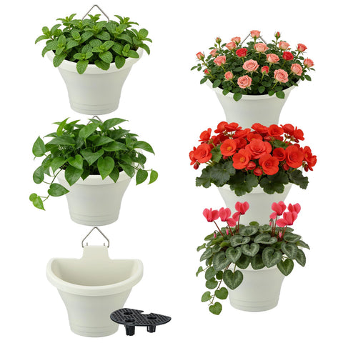 MADHOLLY 6PC vertical hanging planters on wall display for compact herb and flower gardening