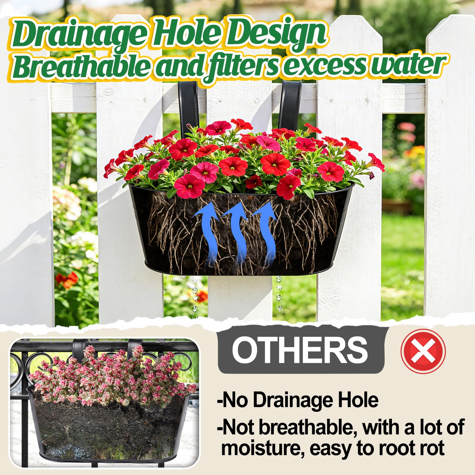 MADHOLLY drainage holes closeup showing soil drainage for healthy roots.