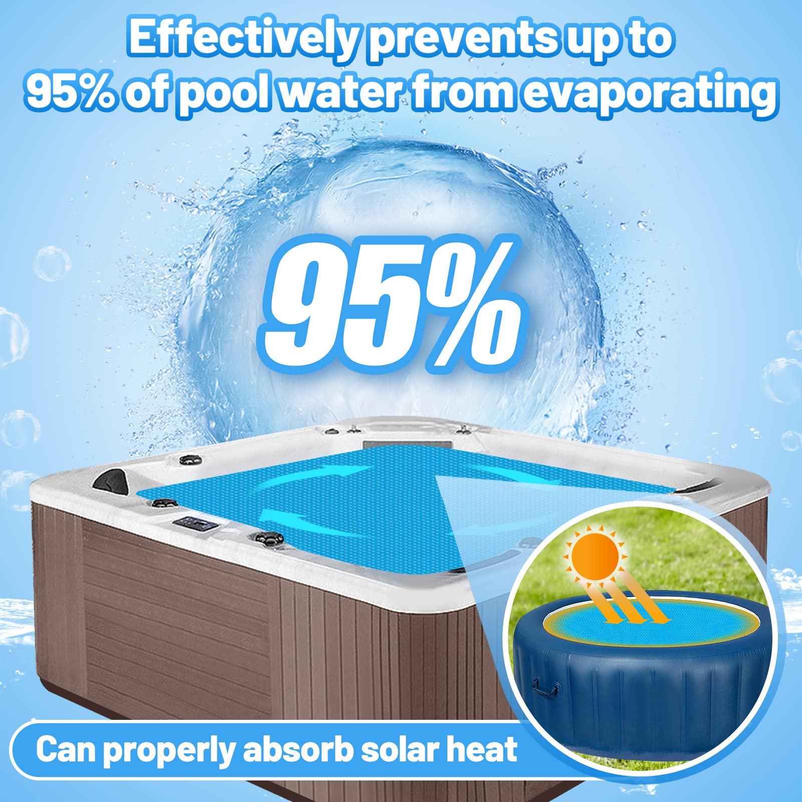 MADHOLLY cover helps save time and money on spa heating.