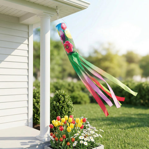 Madrona Brands bright flower windsock adds outdoor color