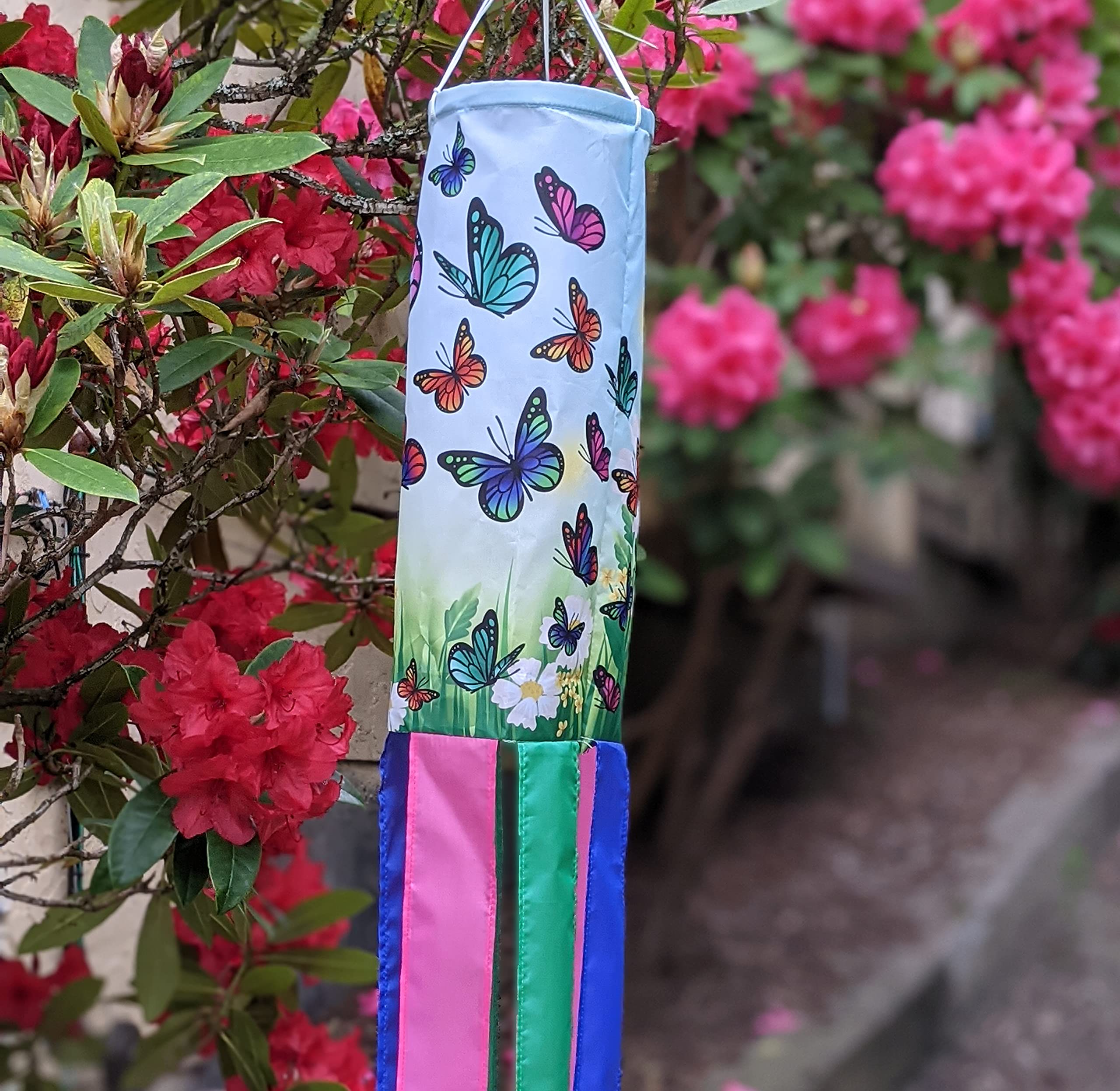 Madrona Brands Butterfly Windsock with metal swivel clasp for easy hanging