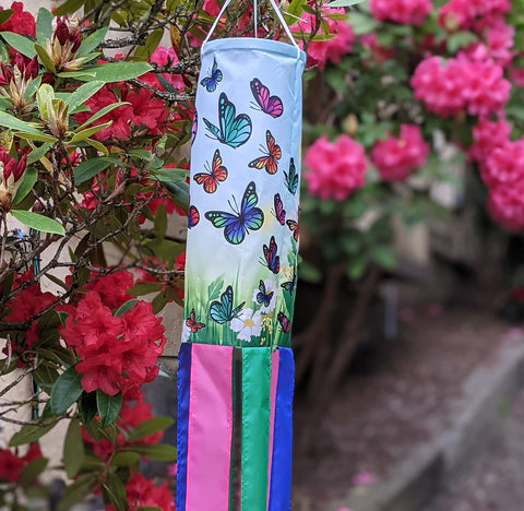 Madrona Brands Butterfly Windsock with metal swivel clasp for easy hanging