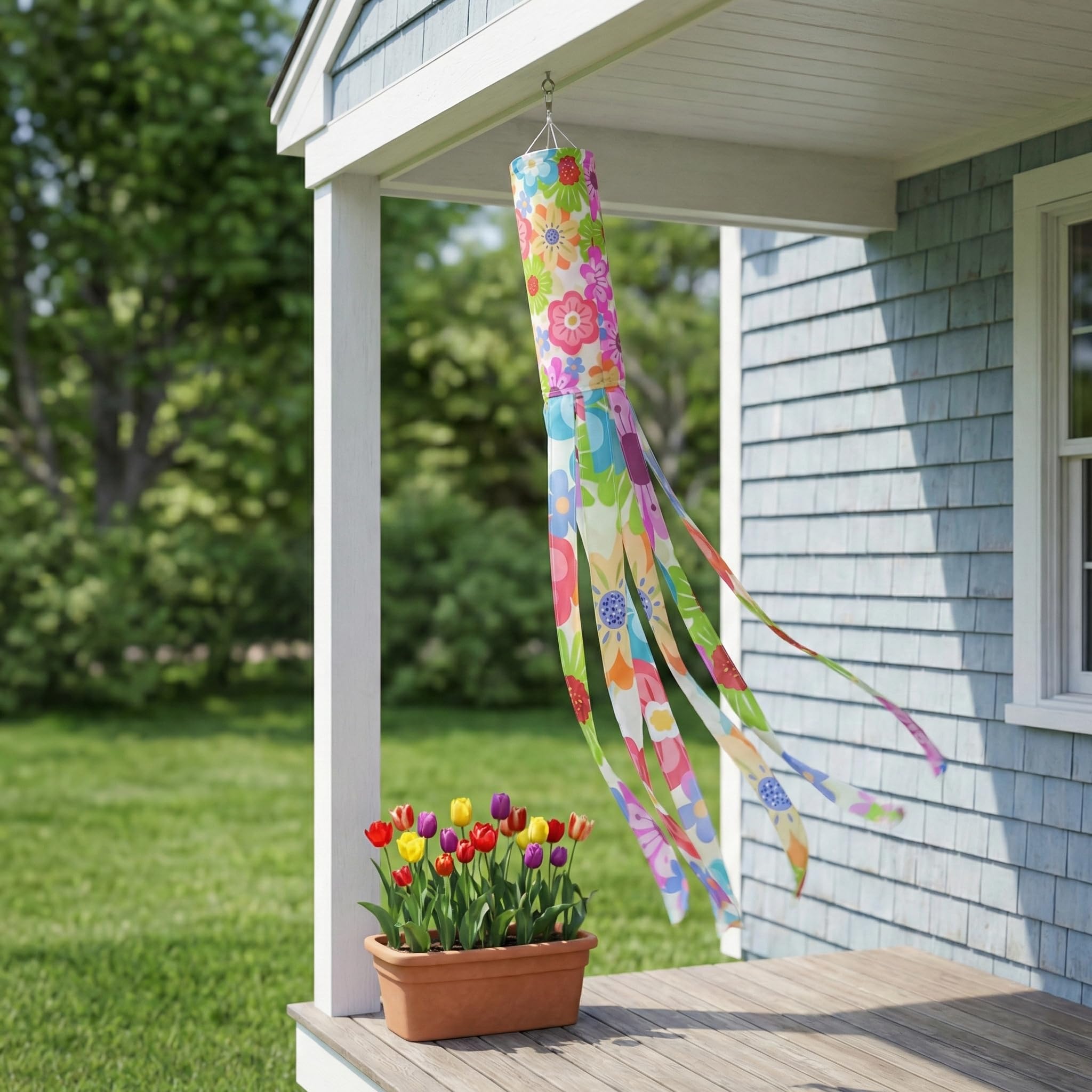 Madrona Brands Metal swivel clasp keeps windsock secure