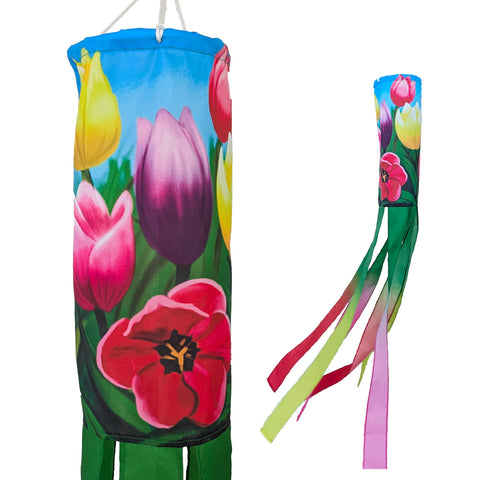Madrona Brands Spring Tulip Windsock front view with vibrant petals