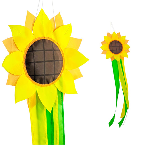 Madrona Brands Sunflower Windsock 2-sided design, bright visibility for yard decor.