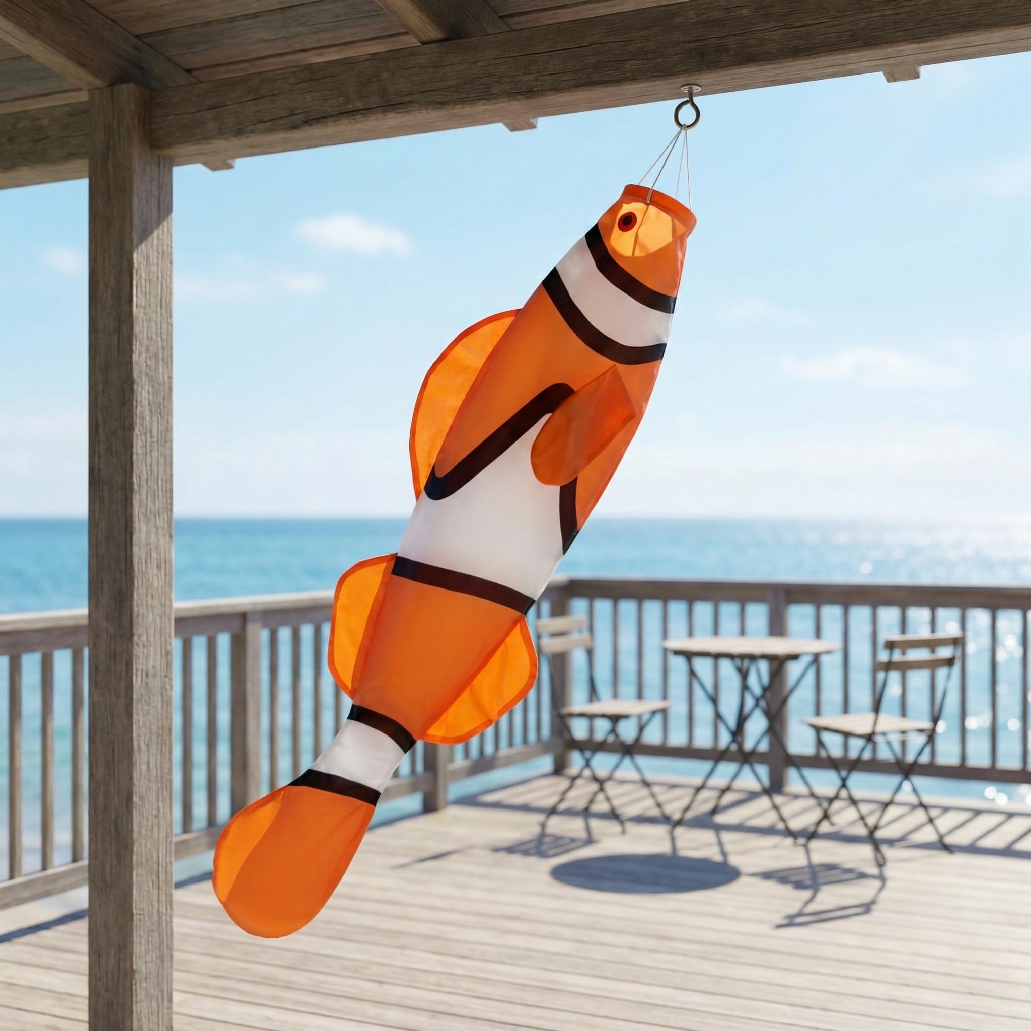 Madrona Brands tropical clownfish windsock brightens decks and porches with playful motion