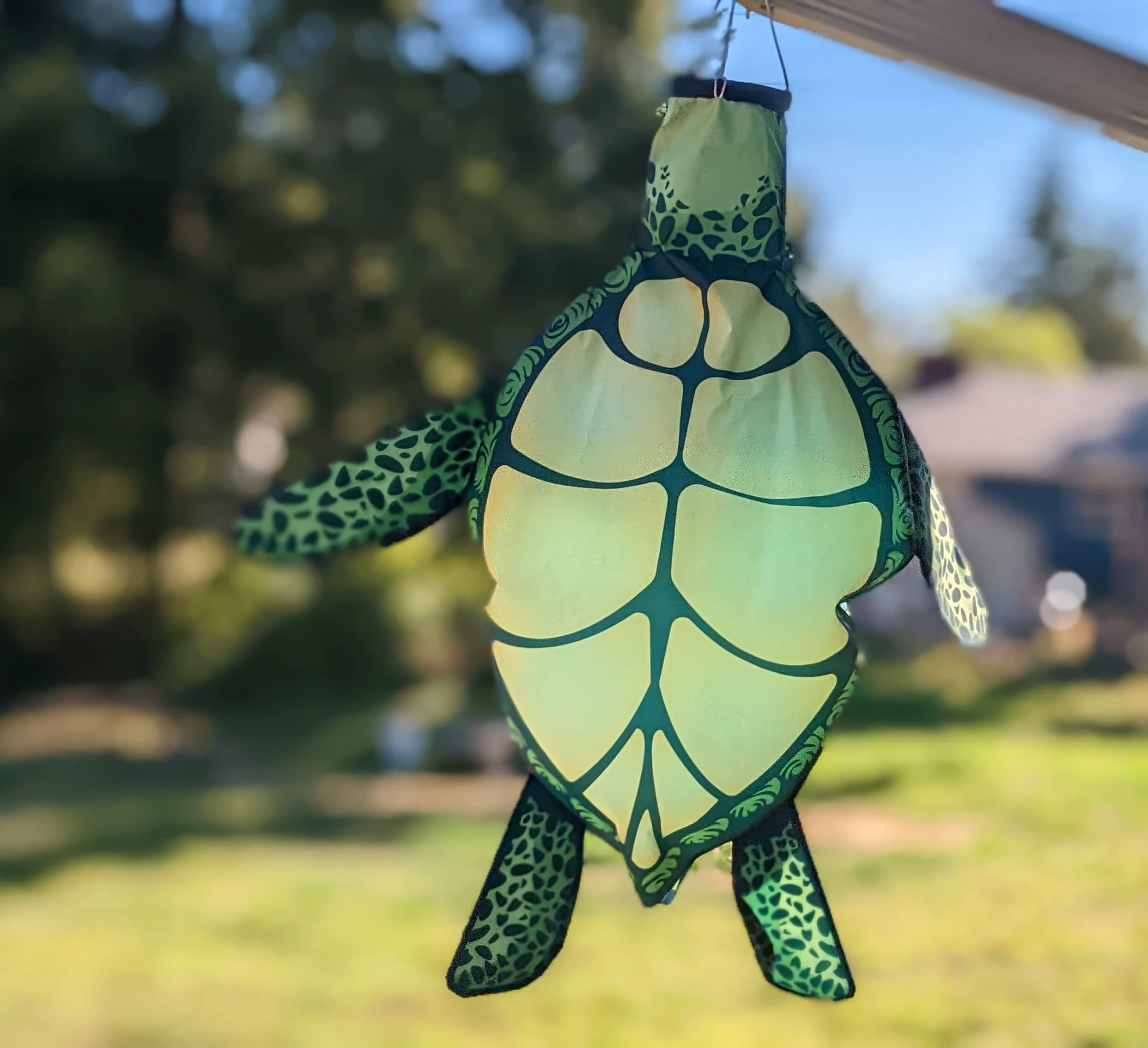 Madrona Brands turtle windsock weather-resistant fabric withstands outdoor conditions.