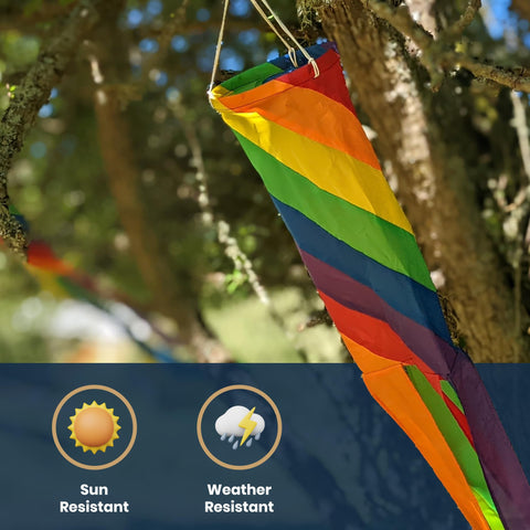 Weather-resistant polyester windsock remains vibrant through seasons for doors, porches, or decks