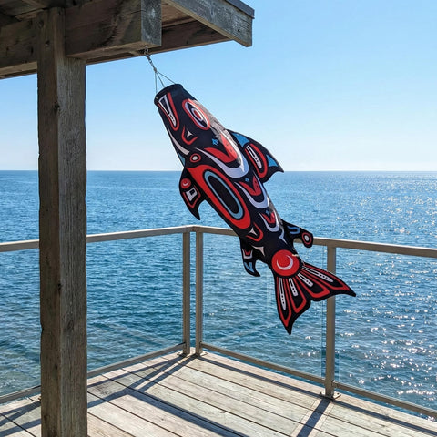 Madrona Brands Windsock with metal swivel clasp for secure hanging.