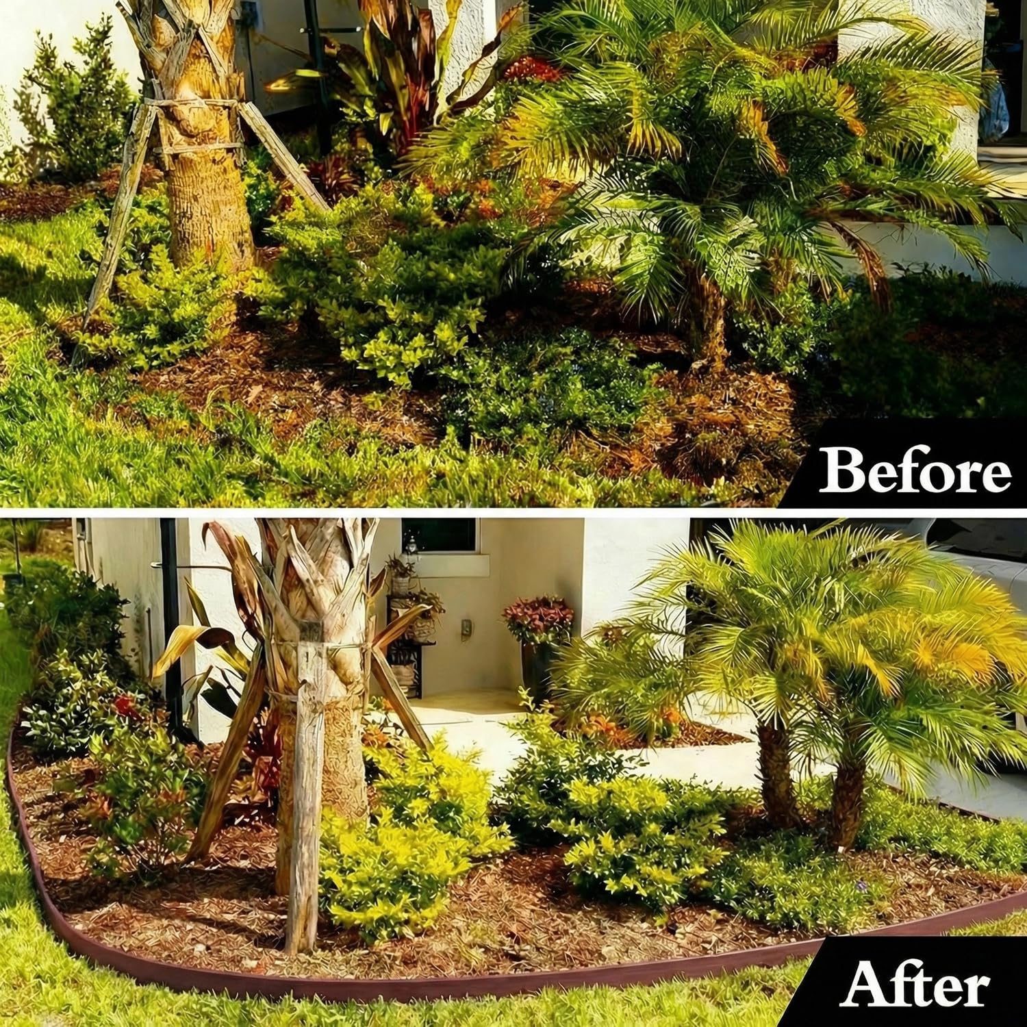 Maebeacae brown edging border blends with outdoor scenery for tasteful landscaping.