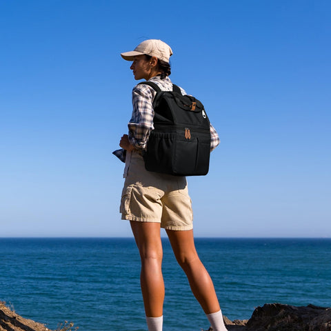 Maelstrom Cooler Backpack ergonomic straps and padded back panel in use