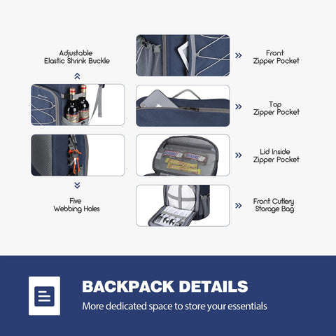 Maelstrom cooler backpack front cutlery storage keeps utensils neatly