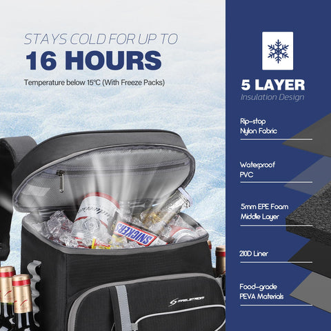 Maelstrom Cooler Backpack front pocket stores electronics safely on hikes or commutes.