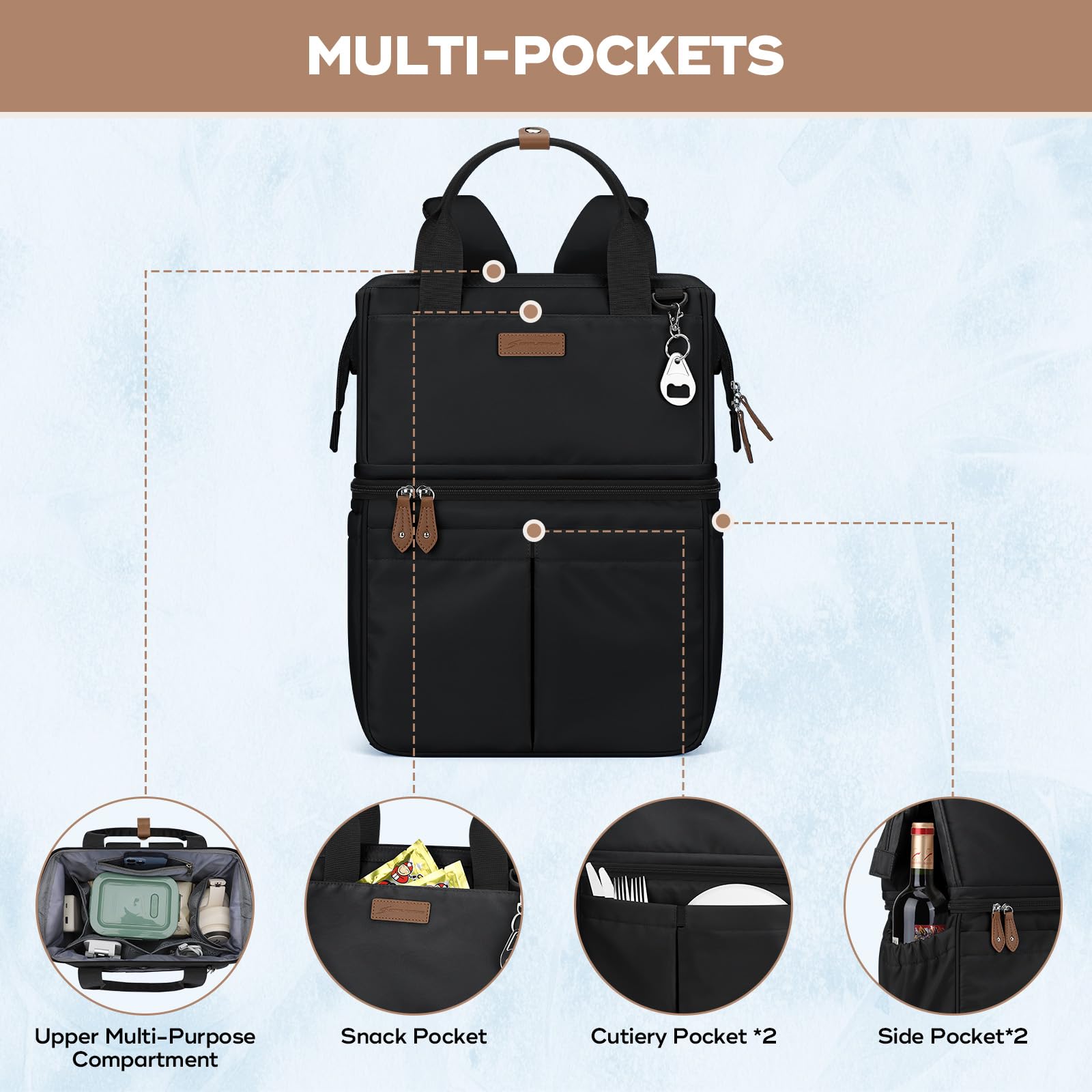 Maelstrom Cooler Backpack interior shows space for drinks and meals
