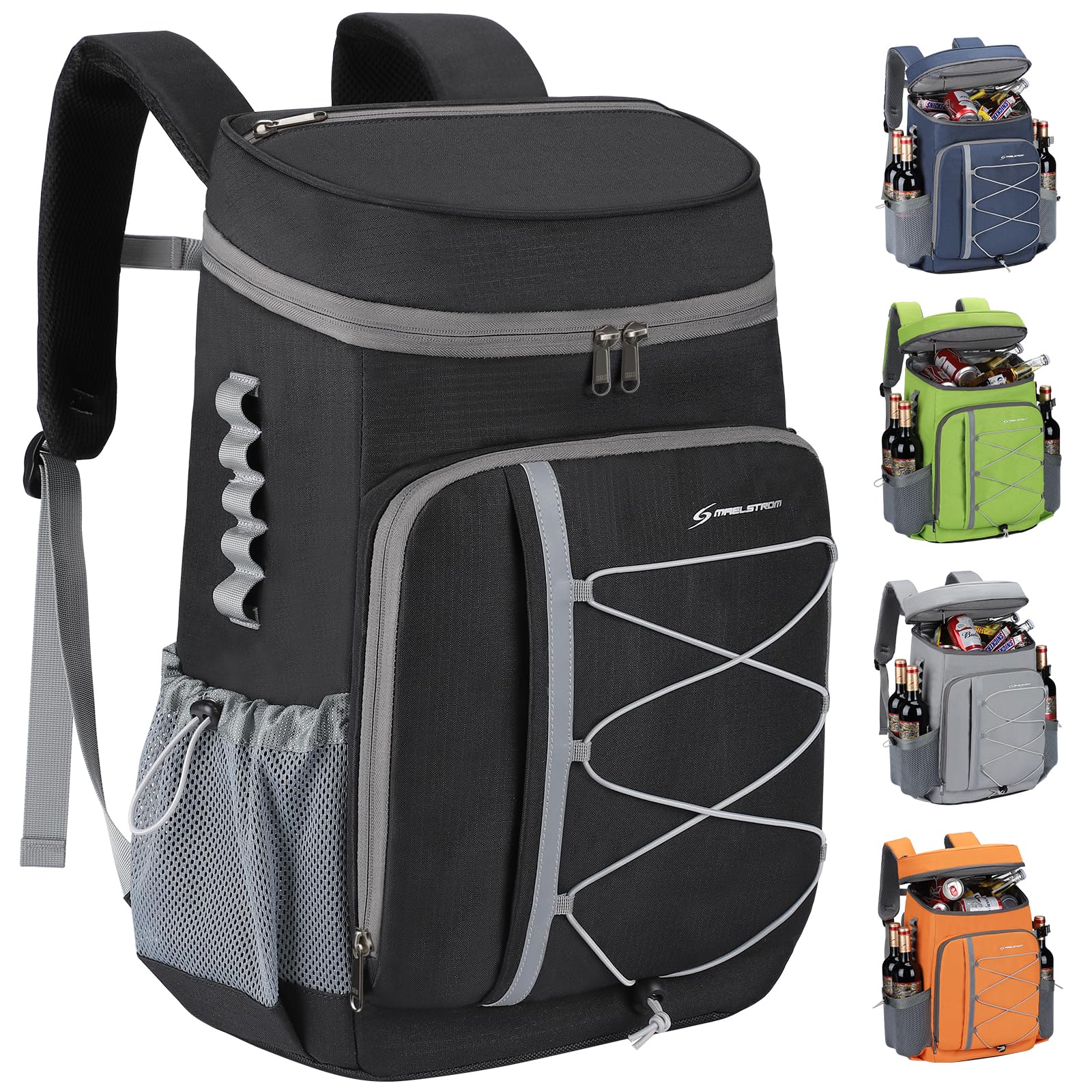 Maelstrom Cooler Backpack main compartment keeps food organized for camping or picnics.