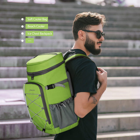 Maelstrom cooler backpack shoulder strap pocket for quick access cards.
