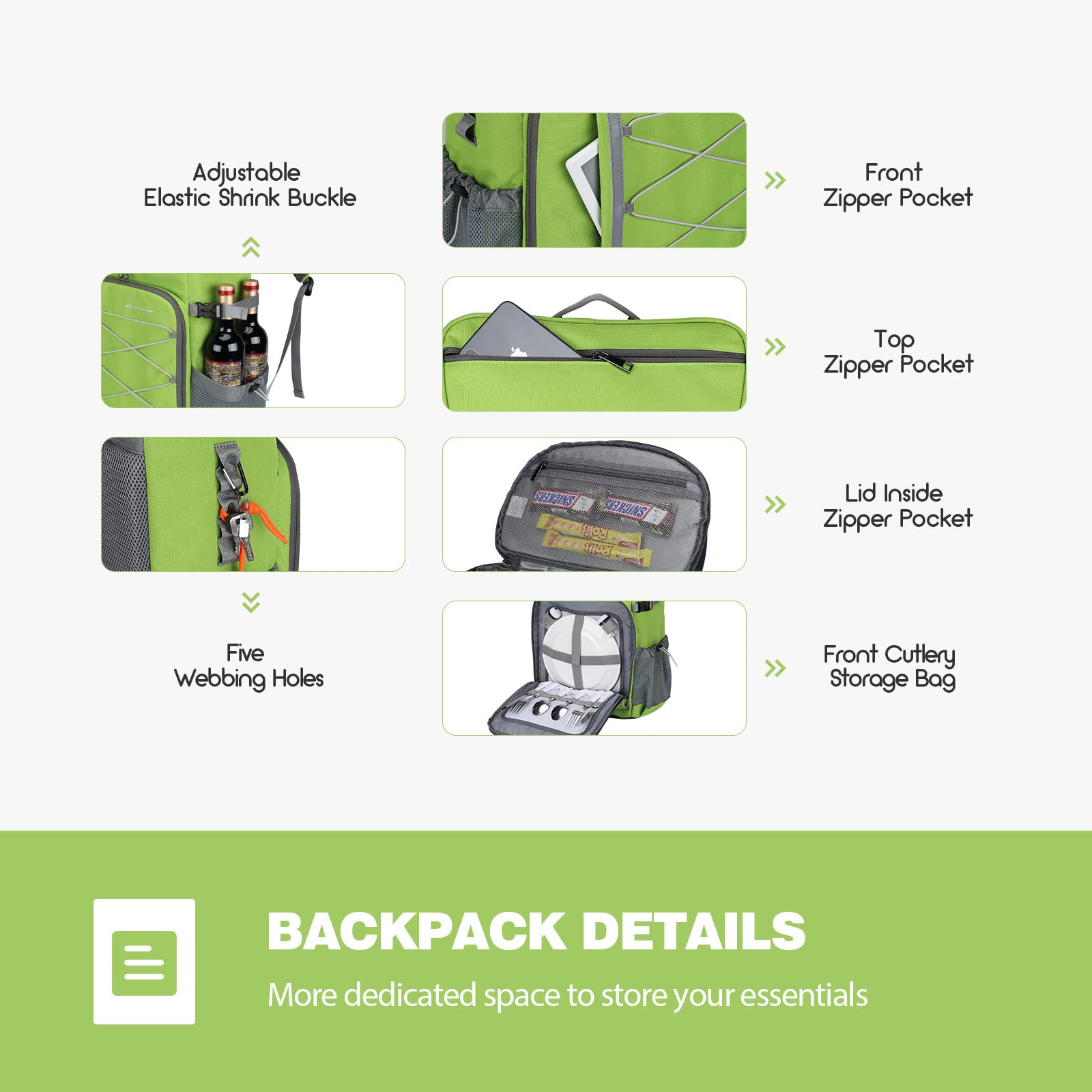 Maelstrom cooler backpack tableware storage bag keeps utensils tidy.