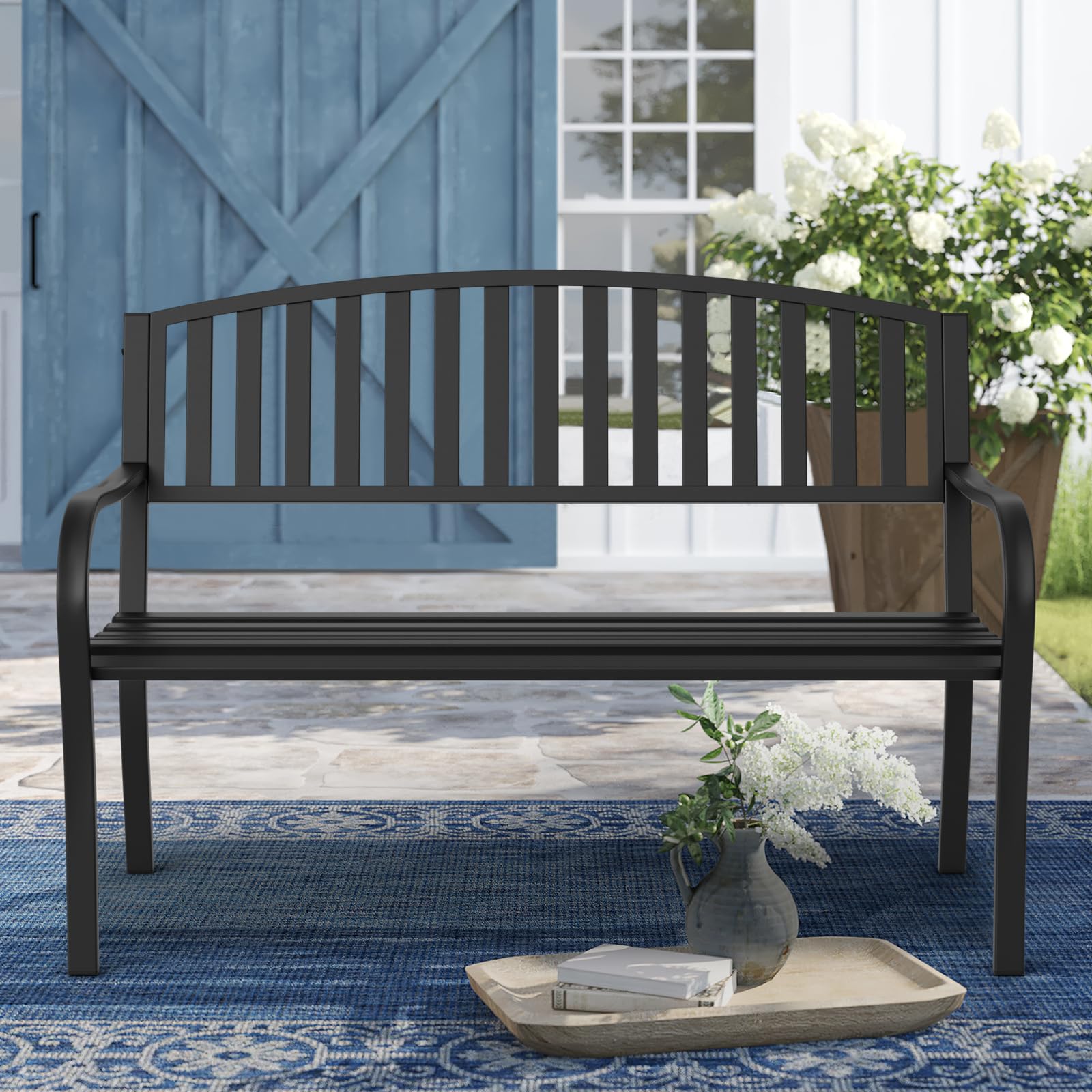 Maemttes park bench; weatherproof durability for public or private spaces