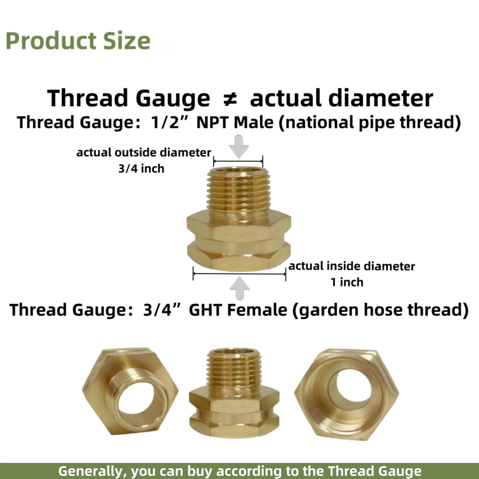 MAFERLIY 3-4GHT female x 1-2NPT female adapter with tight seals