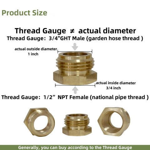 MAFERLIY 3-4GHT female x 1-2NPT male adapter expands compatibility
