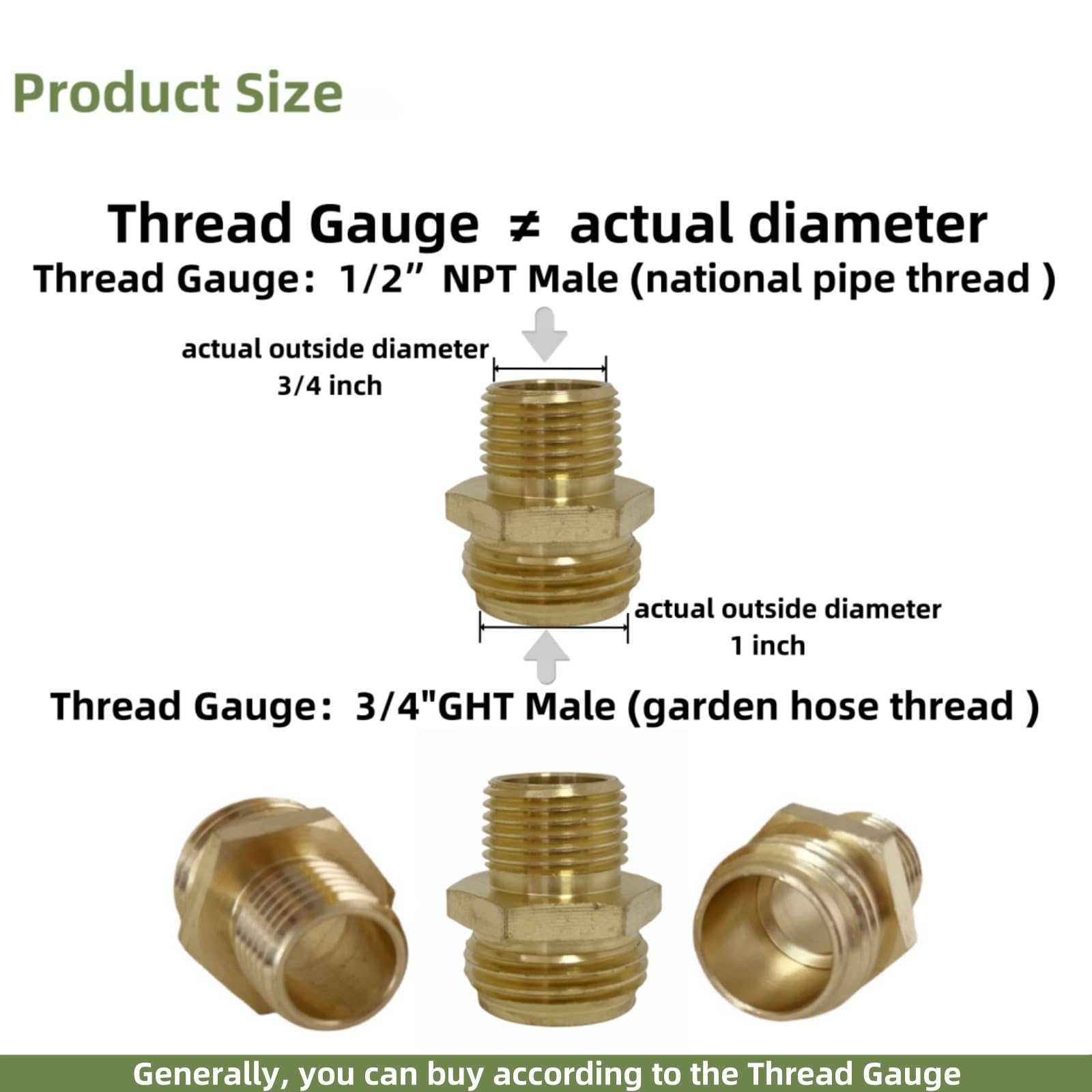 MAFERLIY 3-4GHT male x 1-2NPT female adapter for flexible setups