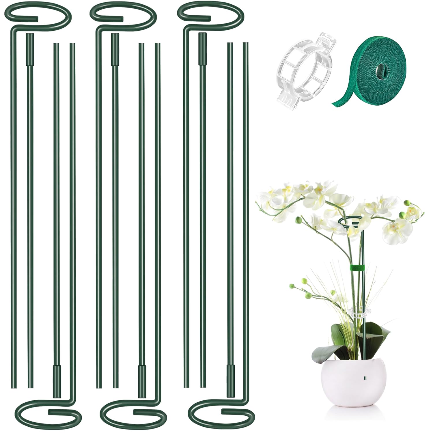 MAFONE 24-inch plant stakes arranged in a pack, showcasing durable iron construction for sturdy support.
