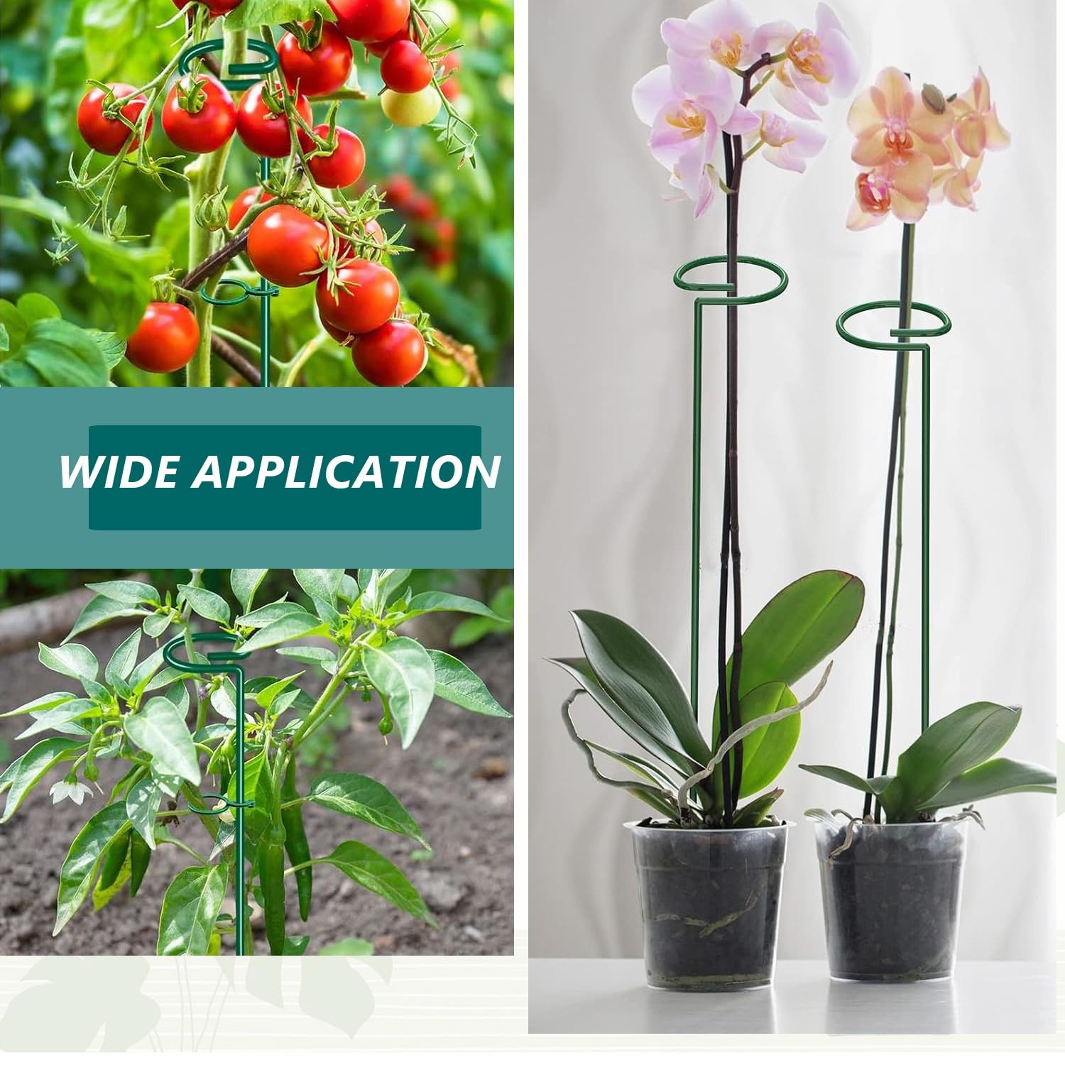 MAFONE stake set shown with 20 clips and 2m ties for quick plant organization.
