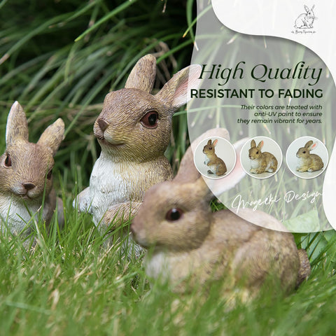 Mageeki outdoor bunny yard decor placed among garden plants.