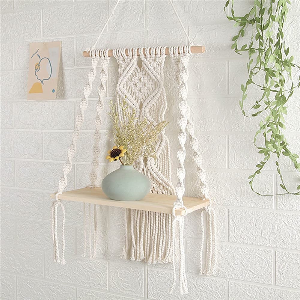 Maghat bohemian wall shelf fits living room, bedroom, or cafe decor