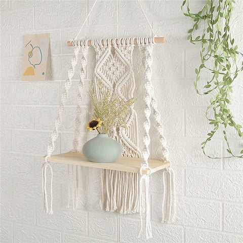 Maghat bohemian wall shelf fits living room, bedroom, or cafe decor