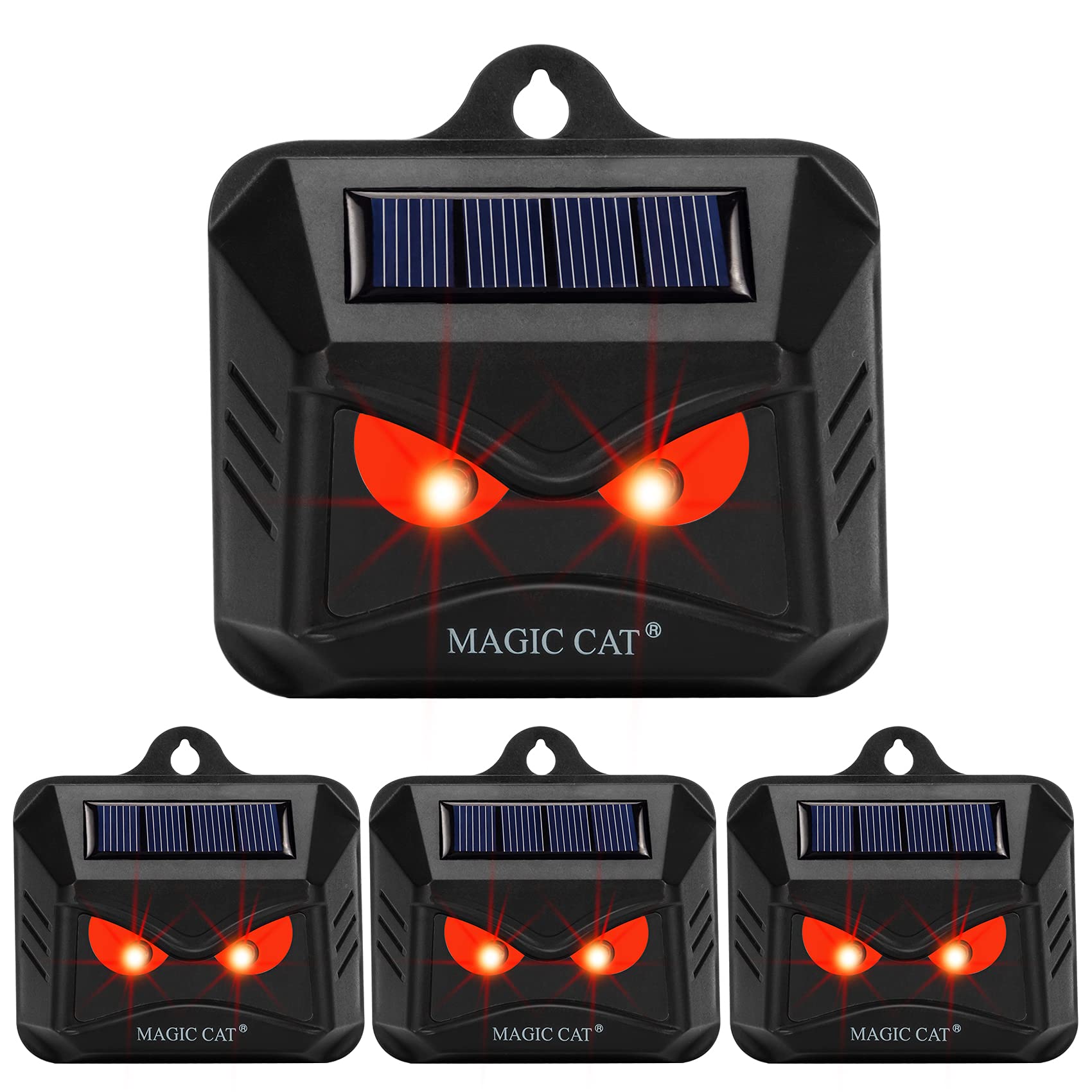 MAGIC CAT solar animal repeller front view deters nocturnal intruders at night.
