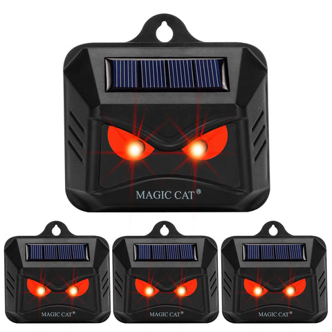 MAGIC CAT solar animal repeller front view deters nocturnal intruders at night.