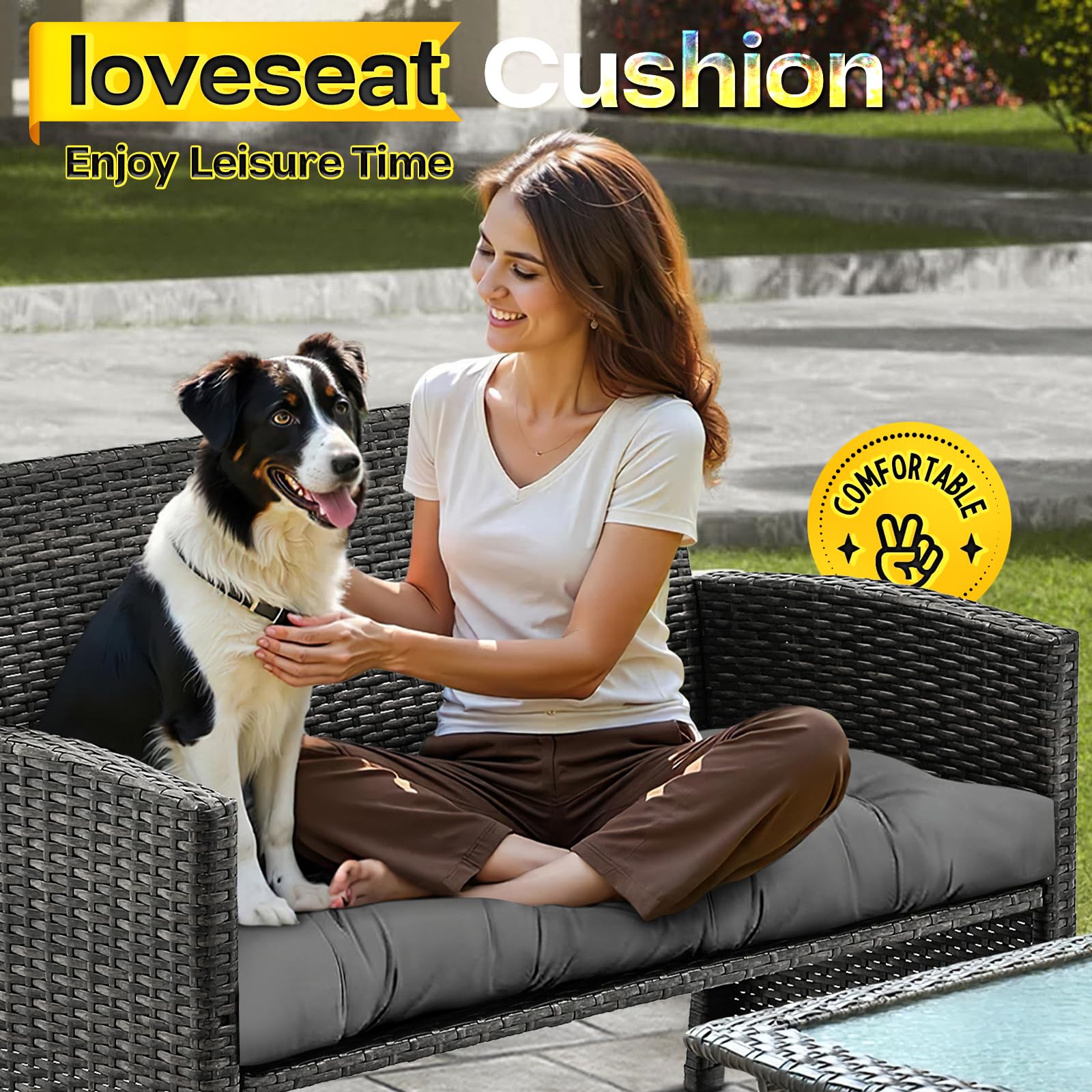 Magic Elephant easy-clean cushion can be spot cleaned and air dried after outdoor use.