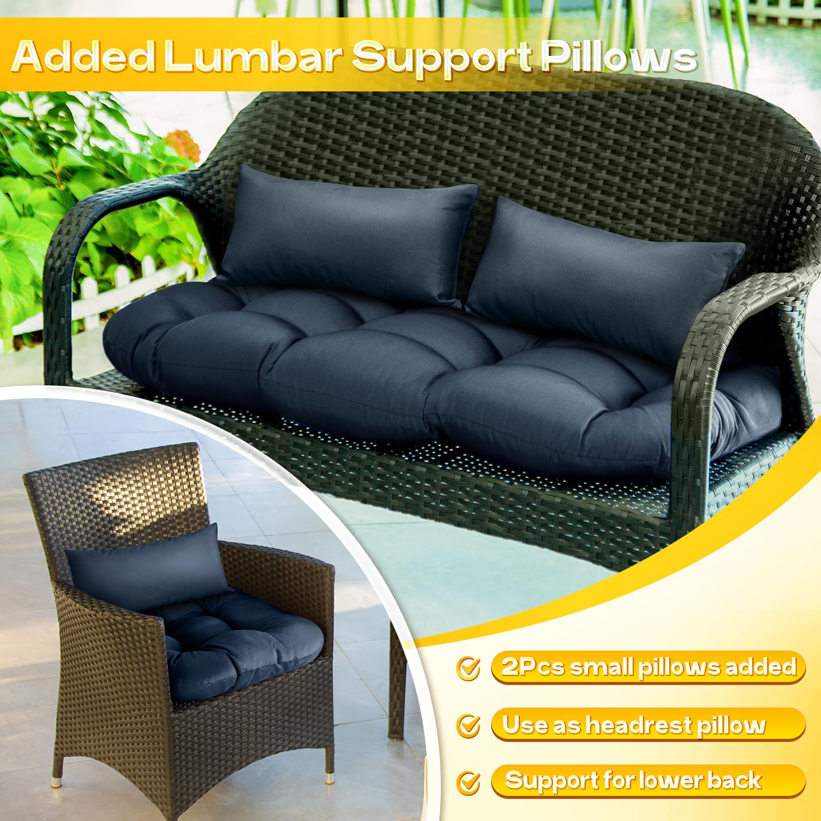 Magic Elephant lumbar cushion providing back support on wicker furniture