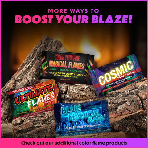 Magical Flames bonfire colors packets bring dynamic flames to outdoor events.