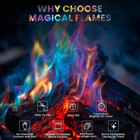 Magical Flames color packets are easy to toss for instant visual impact.