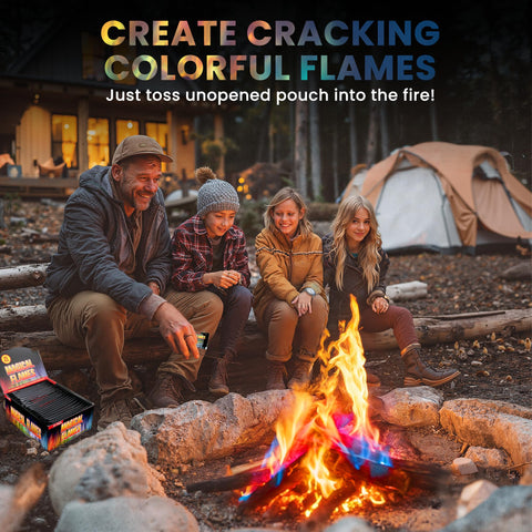 Magical Flames packets dropped into a firepit create instant color.