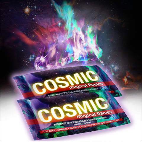 Magical Flames rainbow fire packets colorize outdoor fires for a memorable backyard gathering.