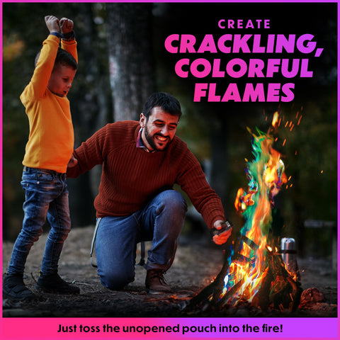 Magical Flames vibrant fire colors packets brighten fireplaces for cozy gatherings.