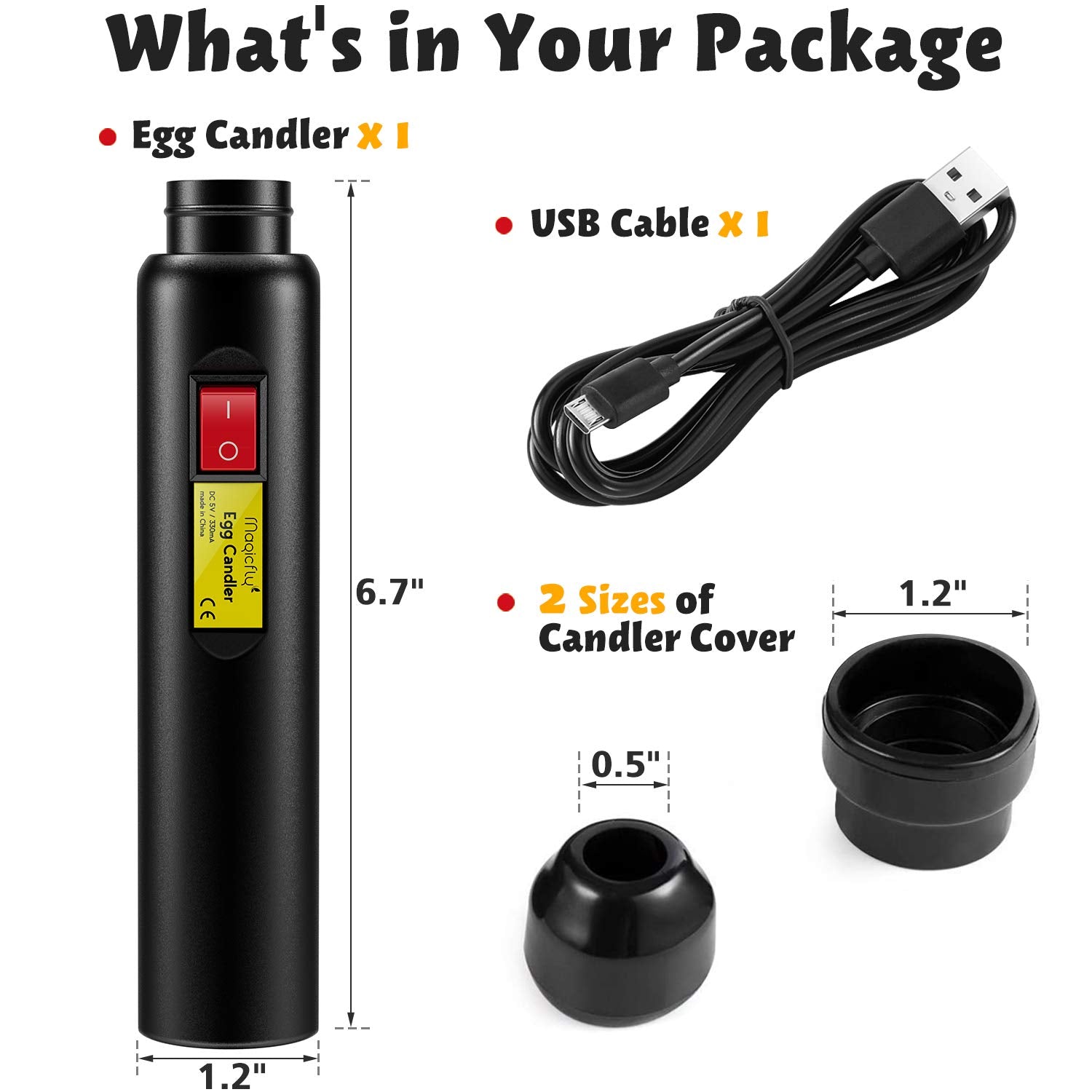 Magicfly egg candler top button design for one handed operation