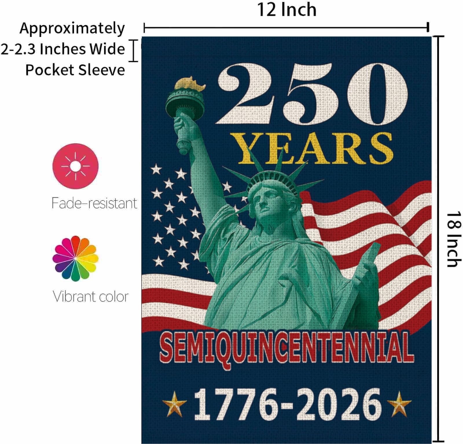MAGJIUKE 250th anniversary flag back view, artwork readable from both sides