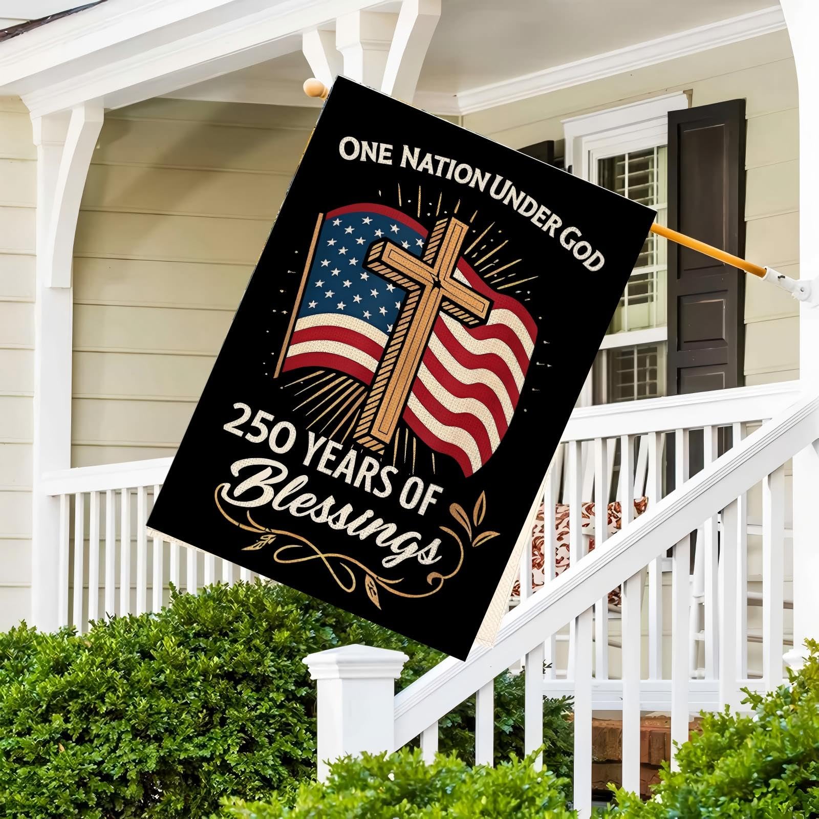 MAGJIUKE commemorative artwork presents One Nation Under God in cross and flag.
