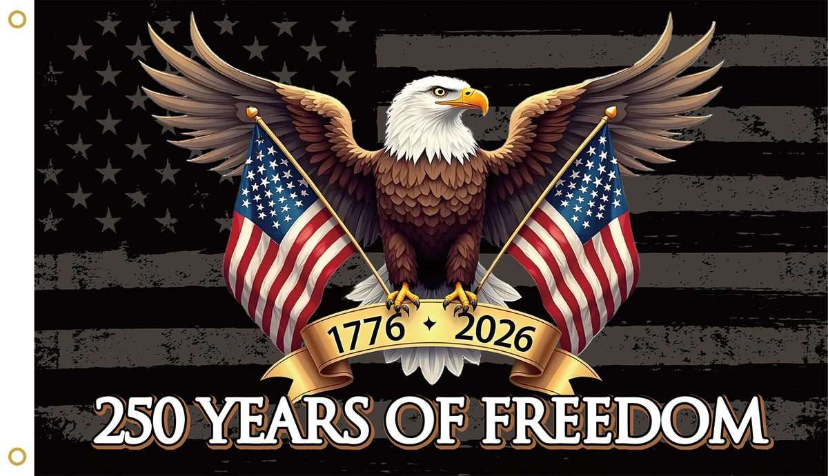 MAGJIUKE flag with eagle and dual flags, ideal for dramatic patriotic displays.