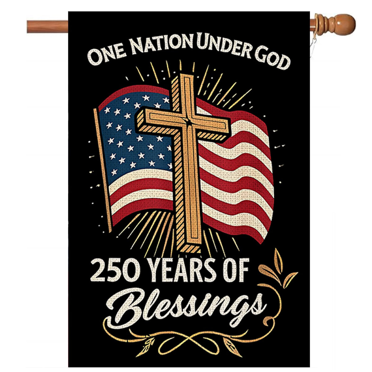 MAGJIUKE One Nation Under God flag with double-sided patriotic cross for outdoor display.
