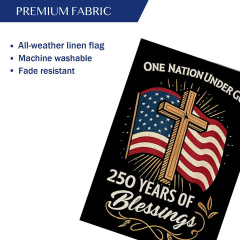 MAGJIUKE Patriotic cross design on burlap flag enhances garden decor.