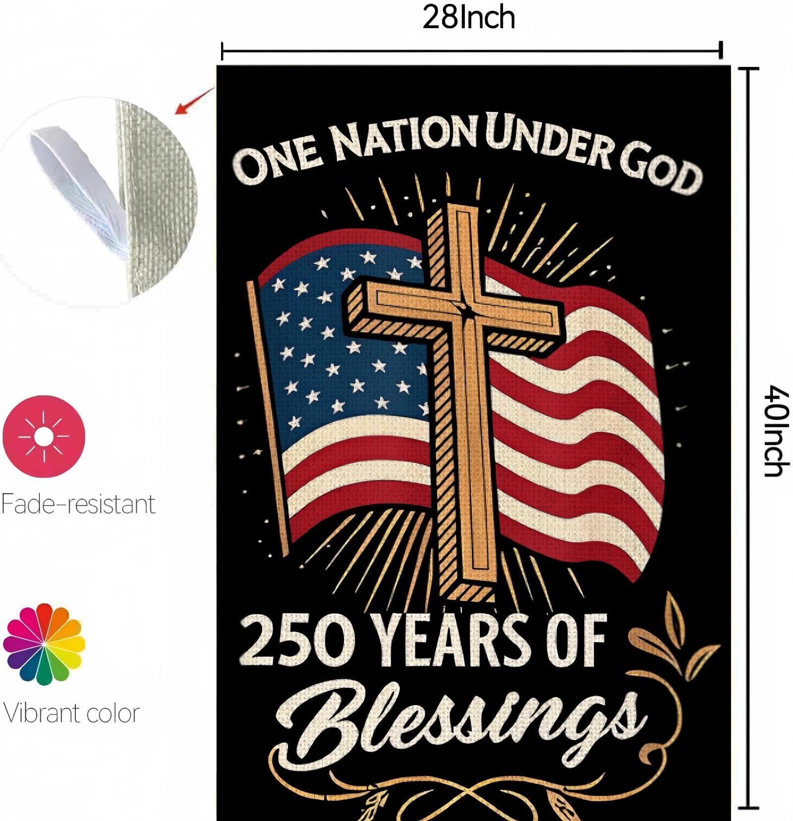 MAGJIUKE double-sided burlap flag with patriotic cross for outdoor display.
