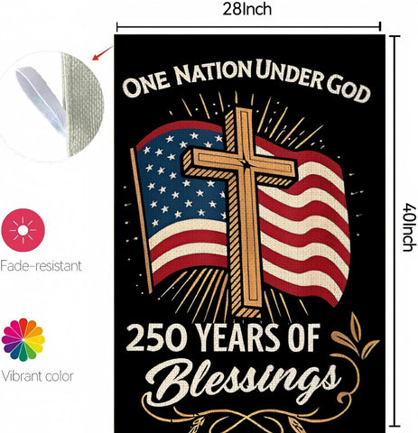 MAGJIUKE double-sided burlap flag with patriotic cross for outdoor display.