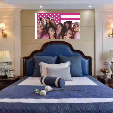 MAGJIUKE pink kpop USA flag decor for dorm rooms