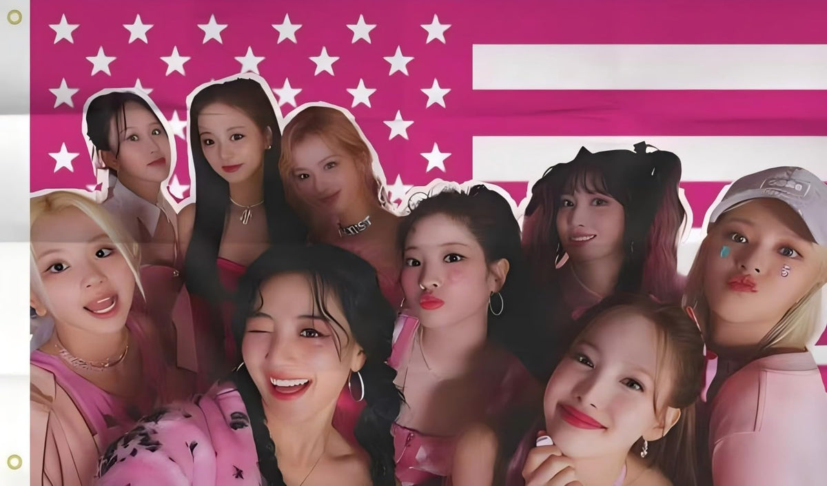 MAGJIUKE Twice pink US flag banner 3x5ft hanging for stylish wall display